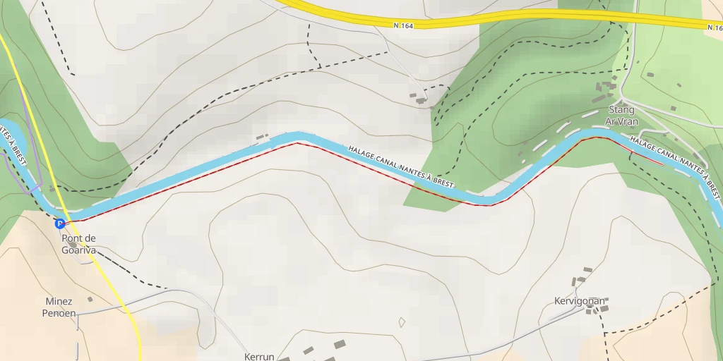 Carte de l'itinéraire :  Chemin de Halage du Canal de Nantes à Brest - Chemin de Halage du Canal de Nantes à Brest