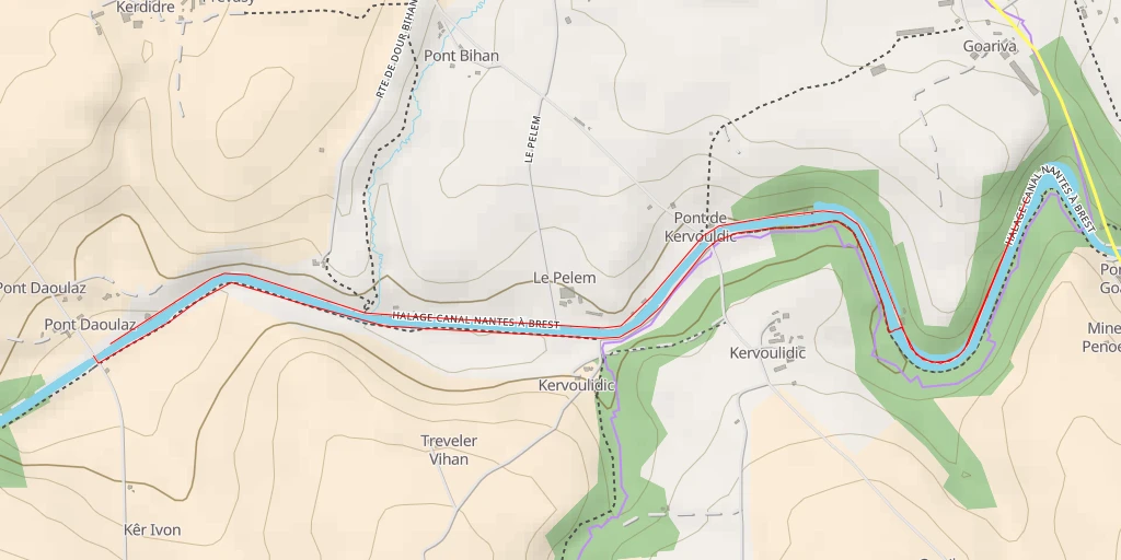 Carte de l'itinéraire :  Chemin de halage du Canal de Nantes à Brest