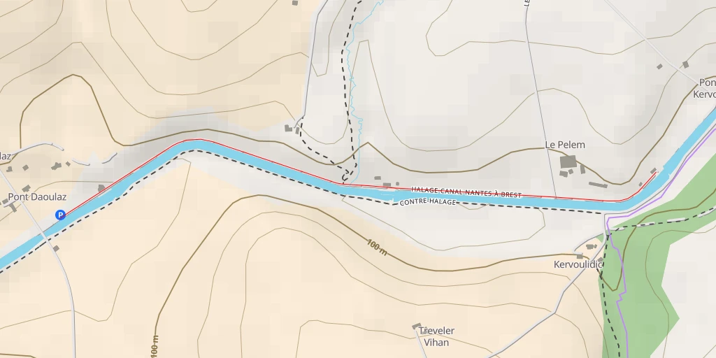 Carte de l'itinéraire :  Chemin de halage du Canal de Nantes à Brest - Chemin de halage du Canal de Nantes à Brest