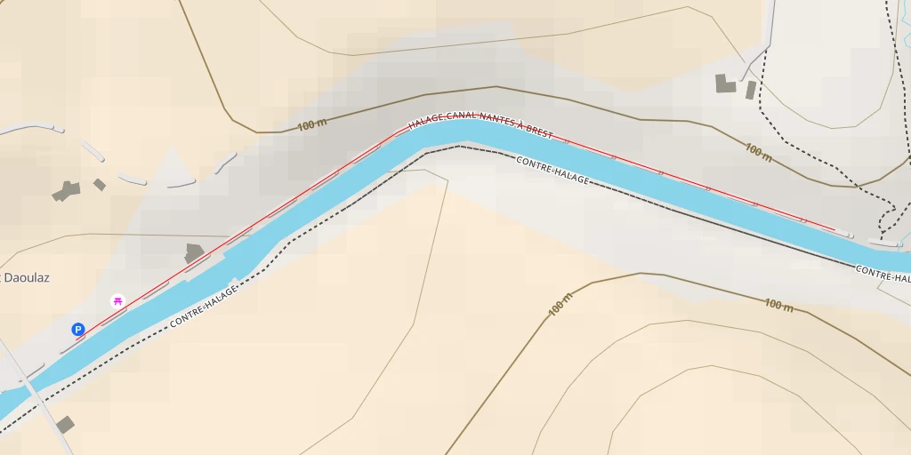 Carte de l'itinéraire :  Chemin de halage du Canal de Nantes à Brest - Chemin de halage du Canal de Nantes à Brest