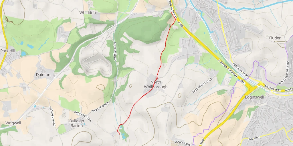 Map of the trail for Compton Pool Farm Parking - Gropers Lane - South Hams