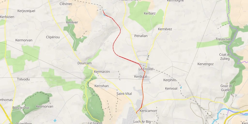 Carte de l'itinéraire :  Voie Verte Morlaix-Carhaix - Voie Verte Morlaix-Carhaix