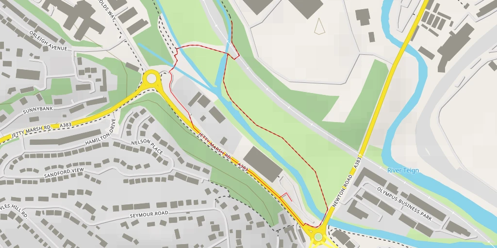 Map of the trail for Jetty Marsh Local Nature Reserve - Whitelake Place - Teignbridge