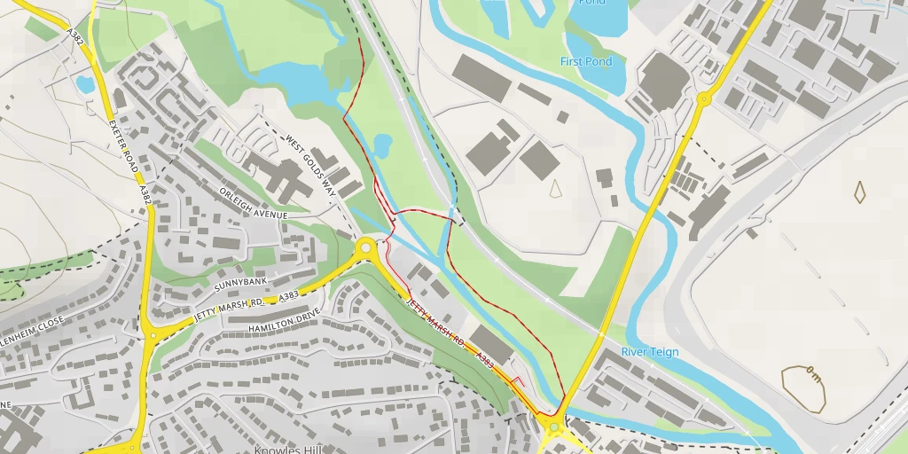 Map of the trail for Jetty Marsh Local Nature Reserve - Whitelake Place - Teignbridge