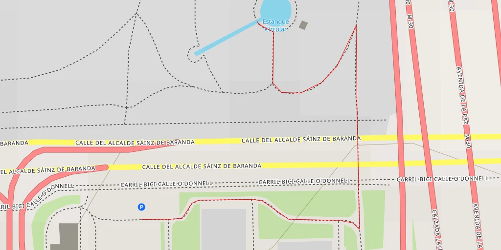 Map of the trail for Estanque Circular