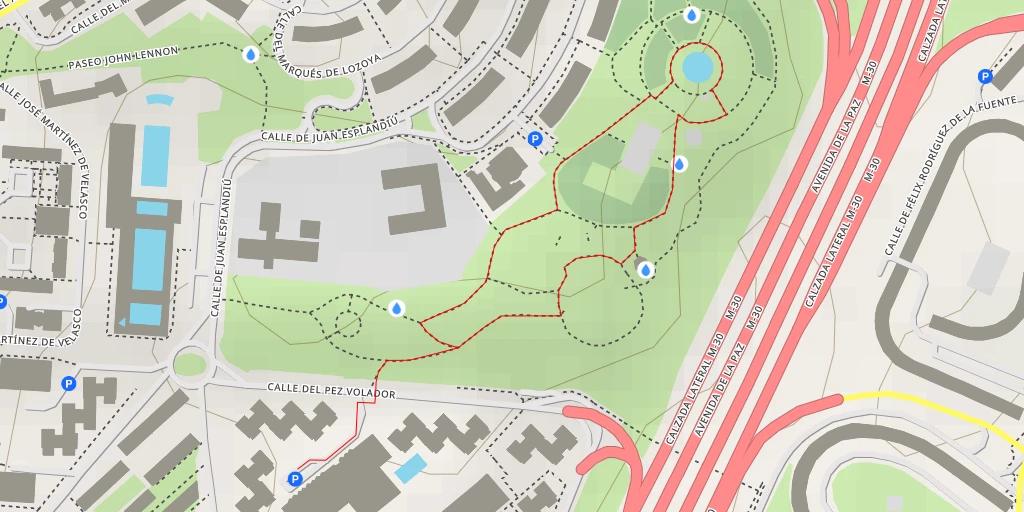 Map of the trail for Calzada lateral M-30 - Madrid