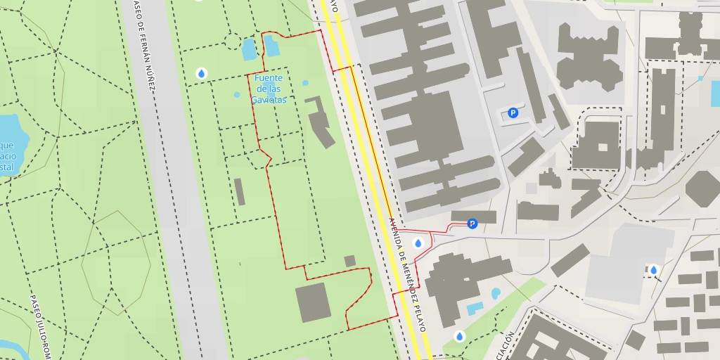 Map of the trail for Jardines de Herrero Palacios - Avenida de Menéndez Pelayo - Madrid