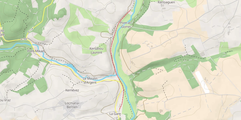 Carte de l'itinéraire :  Voie Verte Morlaix-Carhaix - Voie Verte Morlaix-Carhaix