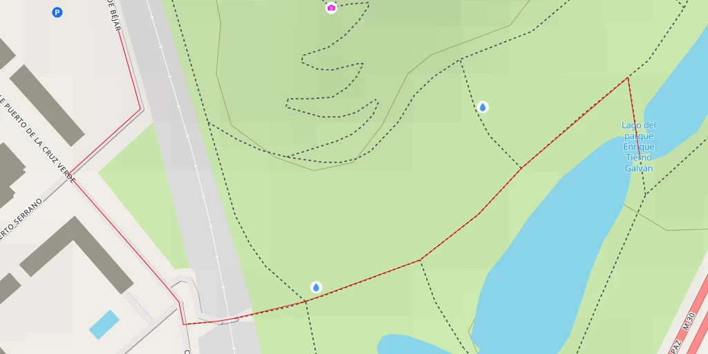 Map of the trail for Lago del parque Enrique Tierno Galván