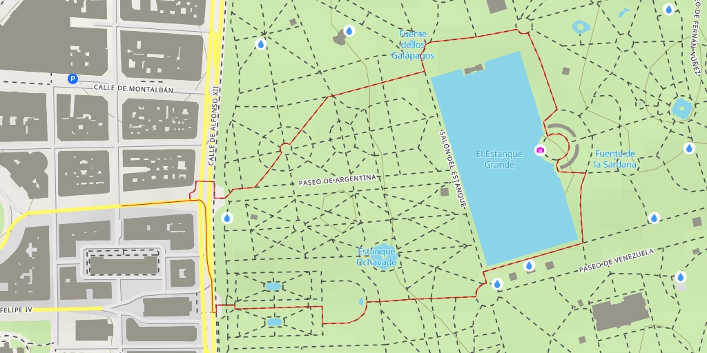 Map of the trail for Monumento a Alfonso XII