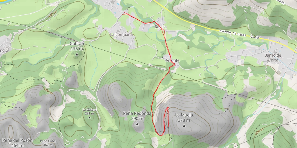 Map of the trail for La Muela