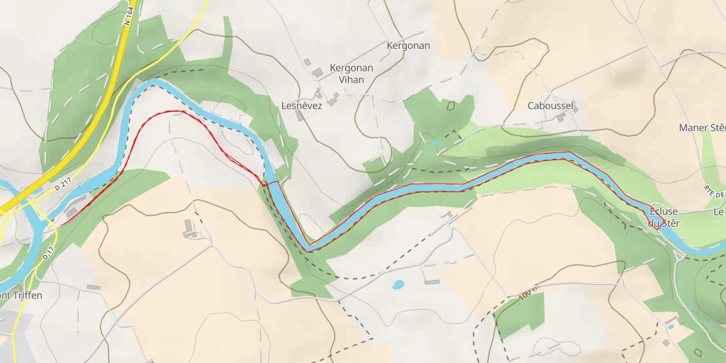 Carte de l'itinéraire :  Chemin de Halage Canal Nantes à Brest