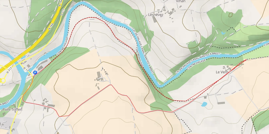 Carte de l'itinéraire :  Contre-Halage - Contre-Halage