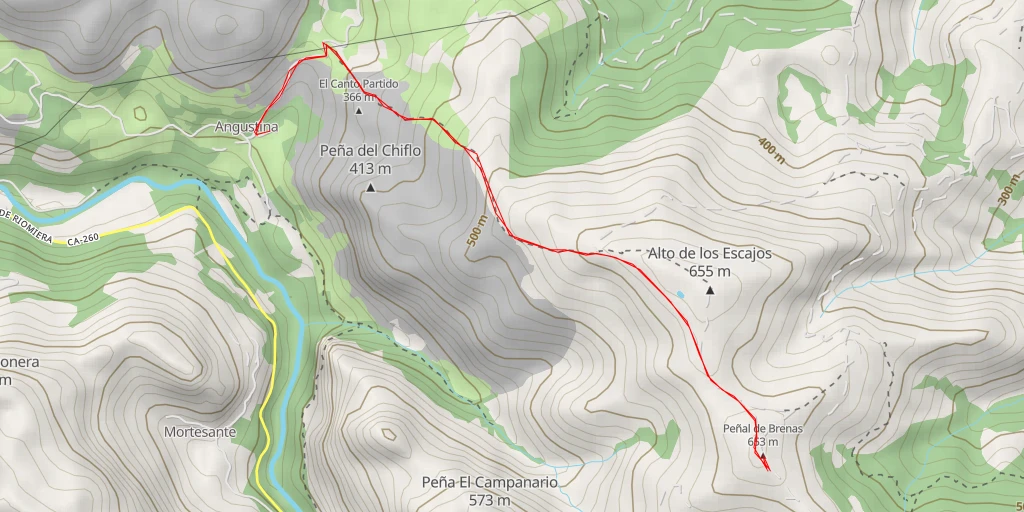 Carte de l'itinéraire :  Peñal de Brenas