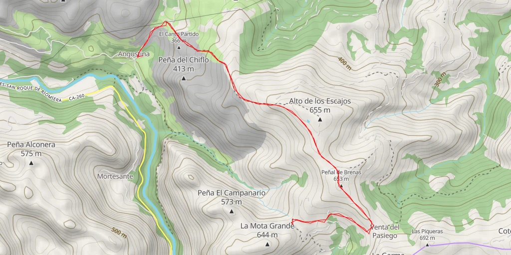 Map of the trail for La Mota Grande