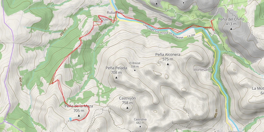 Map of the trail for Pozo inferior de Noja