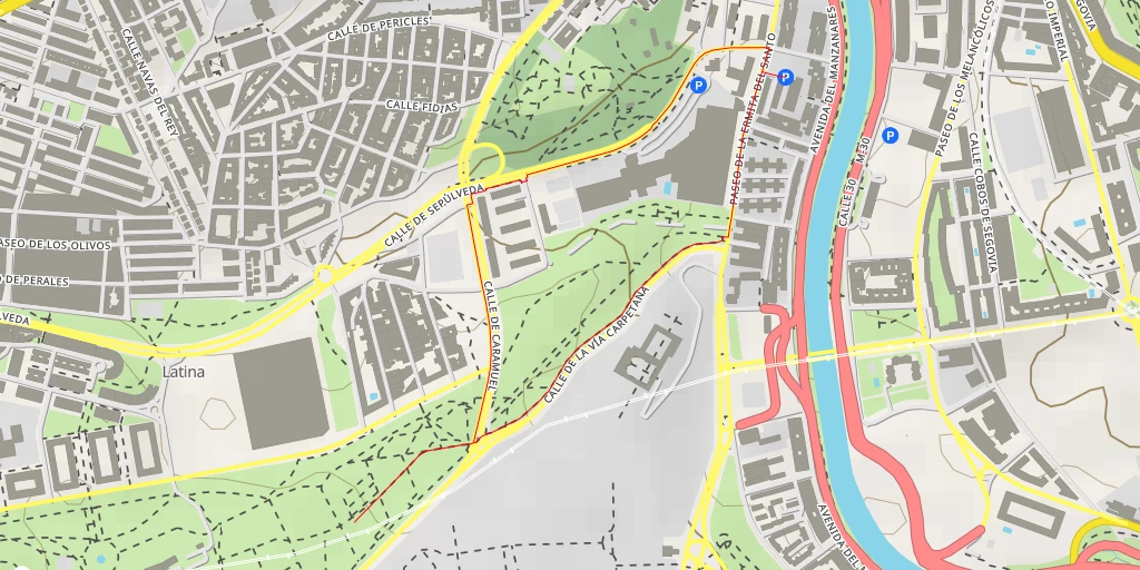 Map of the trail for Calle de la Vía Carpetana - Madrid