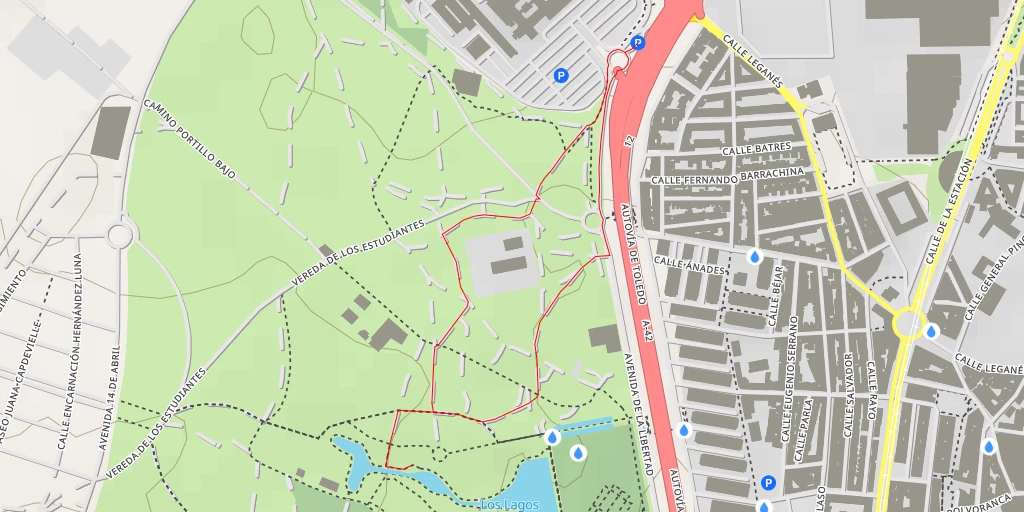 Map of the trail for Los Lagos