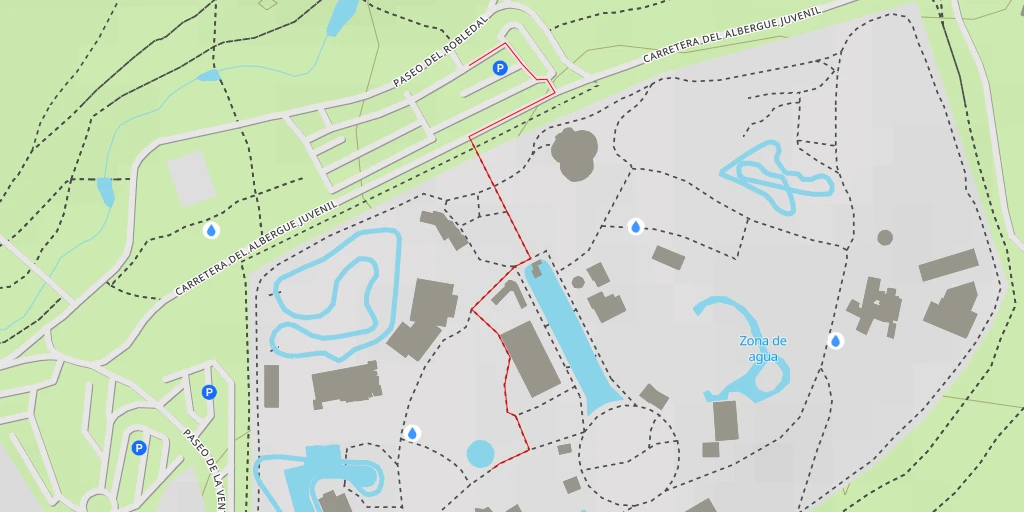 Map of the trail for Parque de Atracciones de Madrid - Paseo del Robledal - Madrid