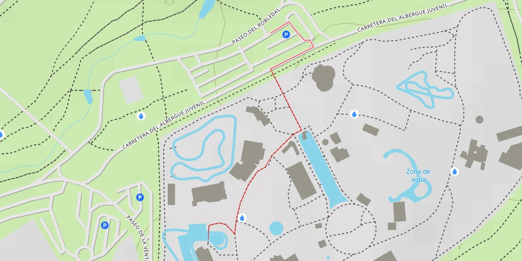 Map of the trail for Parque de Atracciones de Madrid - Paseo del Robledal - Madrid