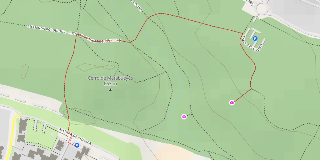 Carte de l'itinéraire :  BiciSenda Bosquesur - Ruta Mirador de Las Roturas del Culebro - Leganés