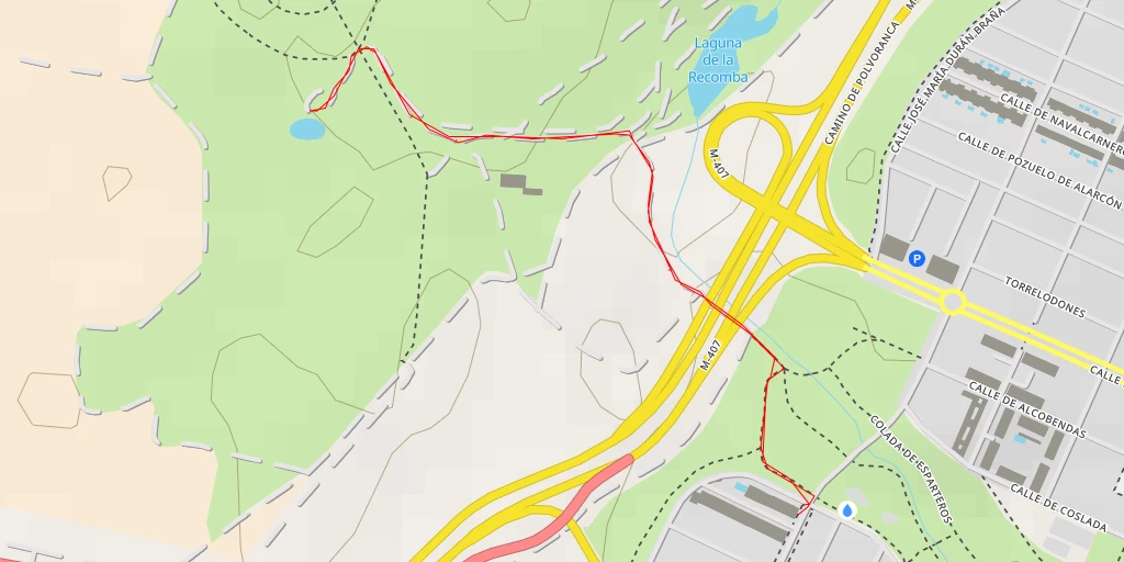 Map of the trail for Colada de Esparteros y de la Canaleja - Leganés