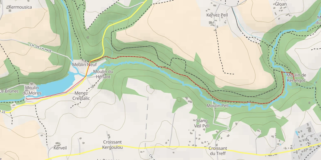 Map of the trail for Rue du Moulin de Kerangoc - Rue du Moulin de Kerangoc