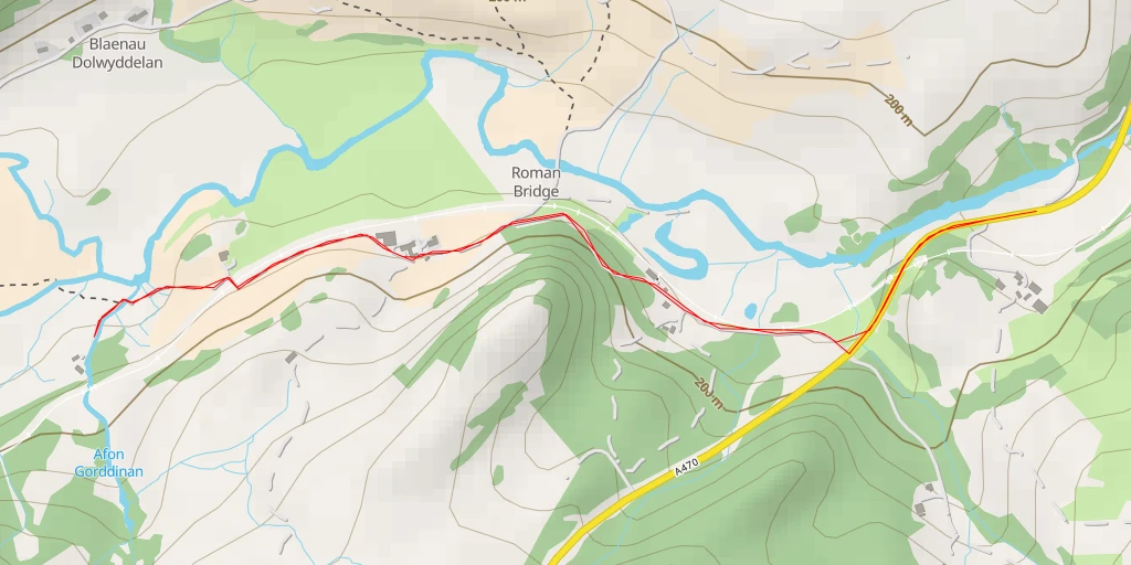 Carte de l'itinéraire :  Afon Gorddinan