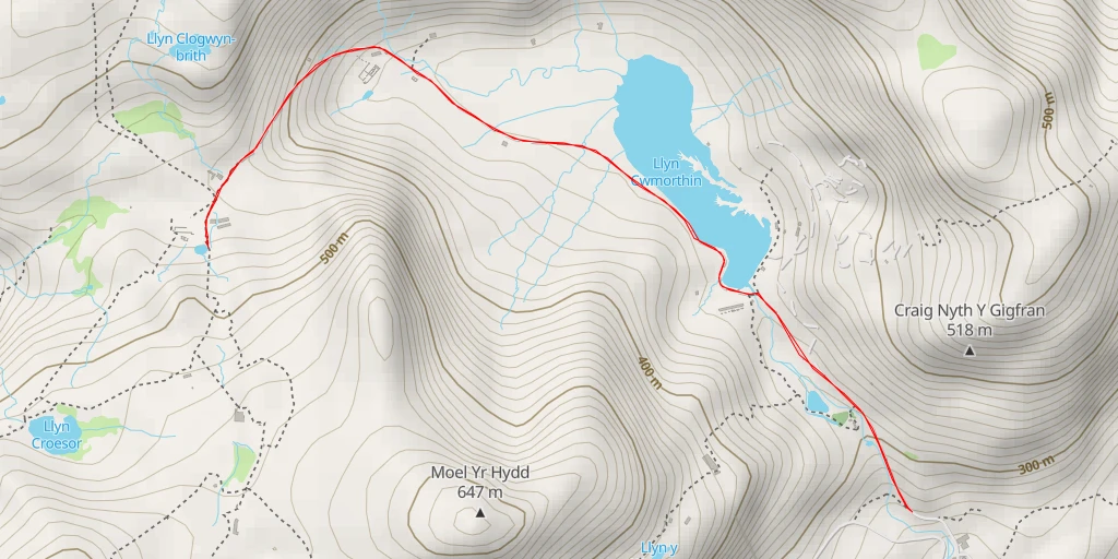 Map of the trail for Rhosydd Barracks - Rhosydd Tramway