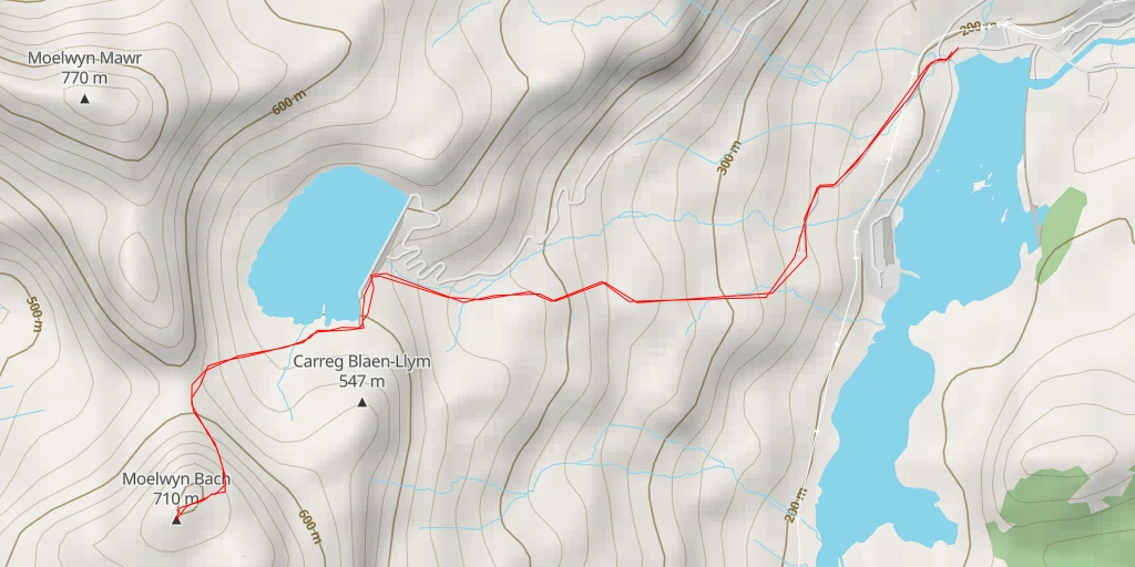 Map of the trail for Moelwyn Bach