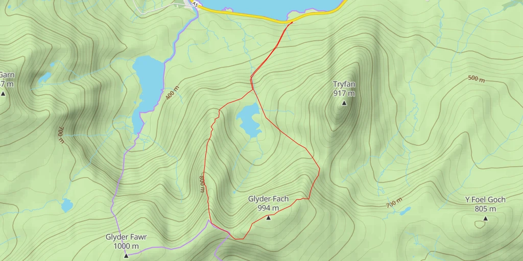 Carte de l'itinéraire :  Glyder Fach