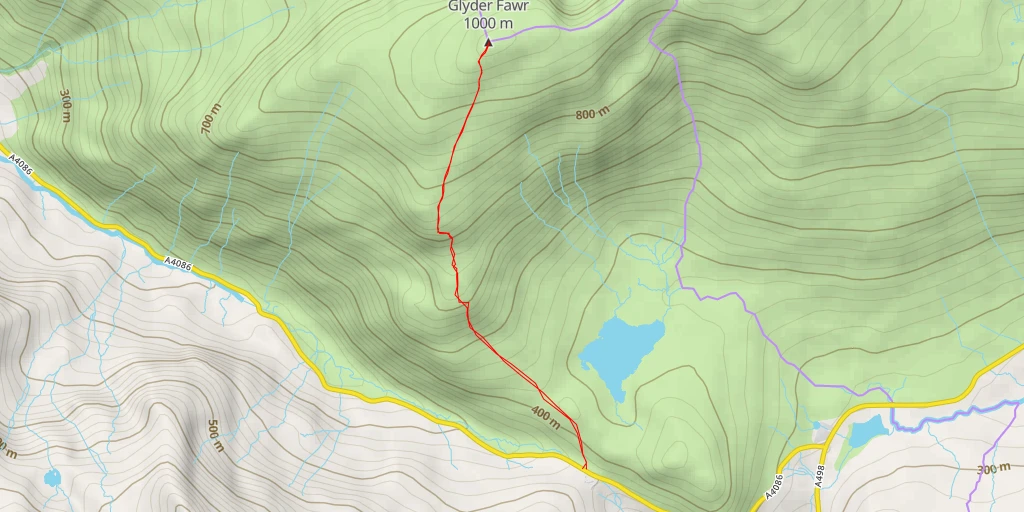 Map of the trail for Glyder Fawr