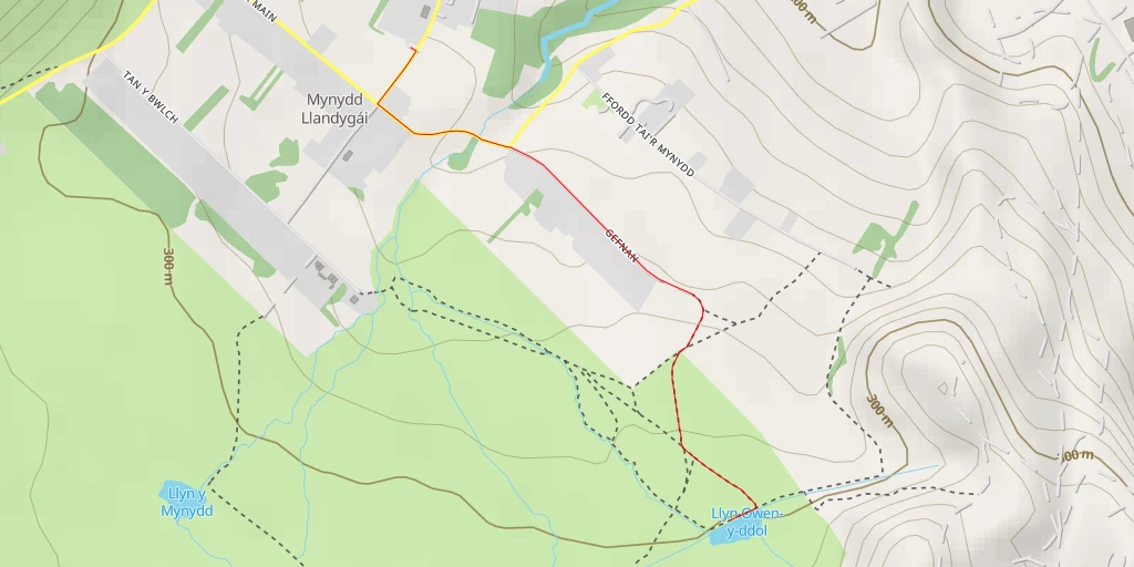 Map of the trail for Llyn Owen-y-ddol