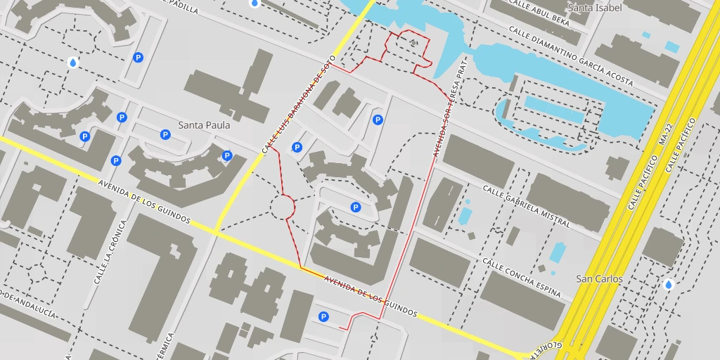 Map of the trail for Avenida Sor Teresa Prat - Málaga