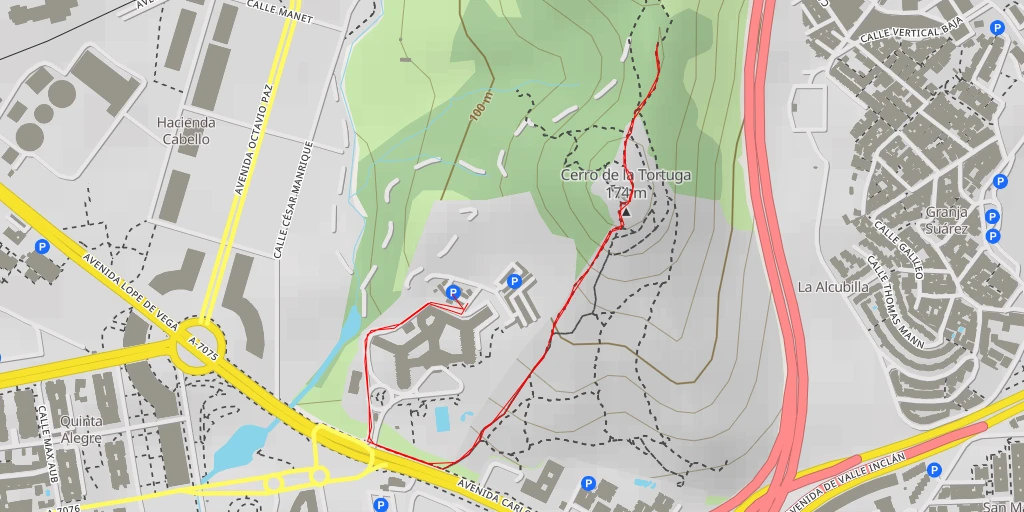 Carte de l'itinéraire :  Cerro de la Tortuga - Autovía de Circunvalación de Málaga - Málaga