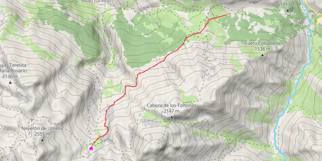 Carte de l'itinéraire :  Refugio de Urriellu