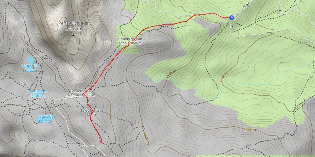 Map of the trail for Mirador del Cable - Bulnes