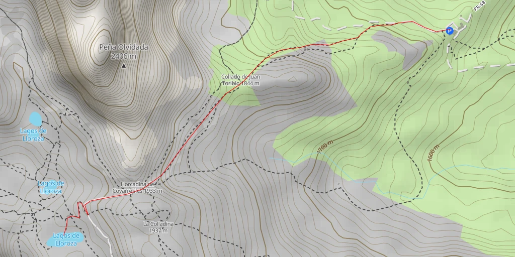 Map of the trail for Lagos de Lloroza