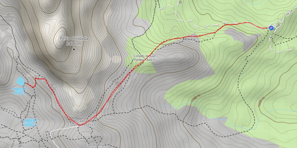 Map of the trail for Lagos de Lloroza