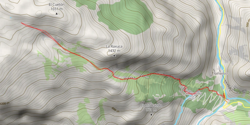 Map of the trail for Valleyu Terenosu - Cabrales