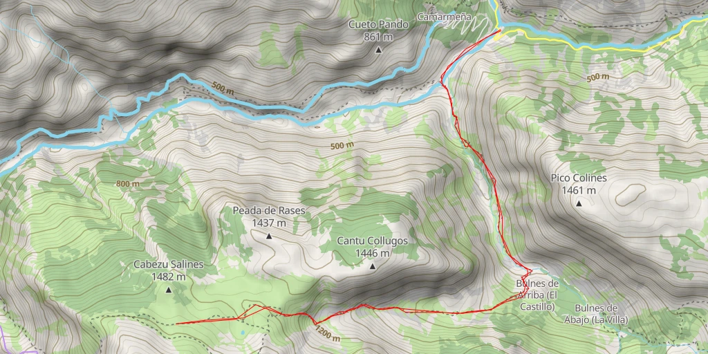 Map of the trail for Campa del Trave - Cabrales