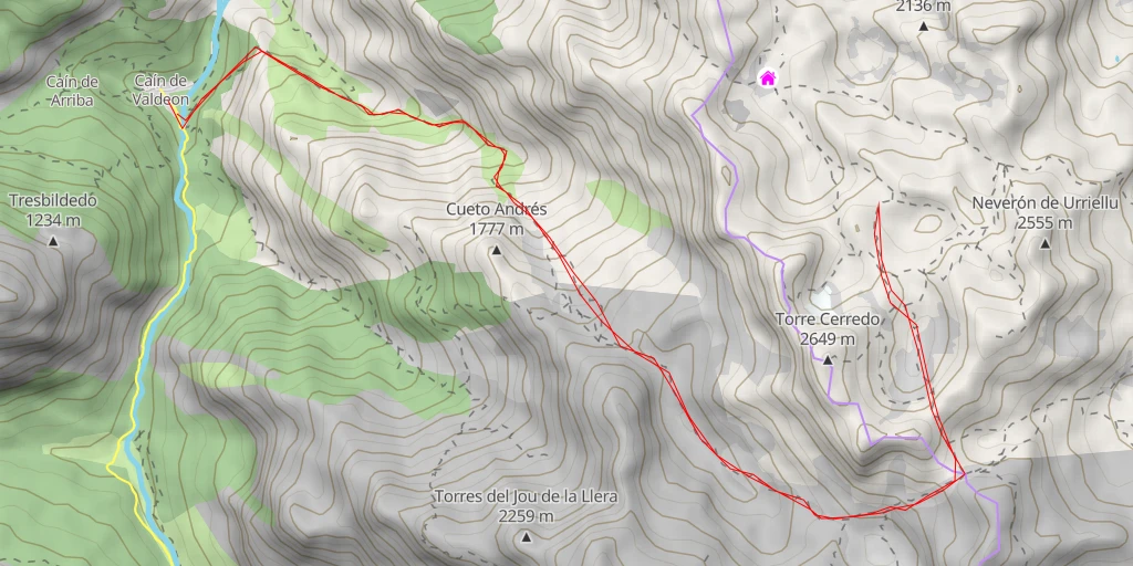 Map of the trail for Jou Negro - Cabrales