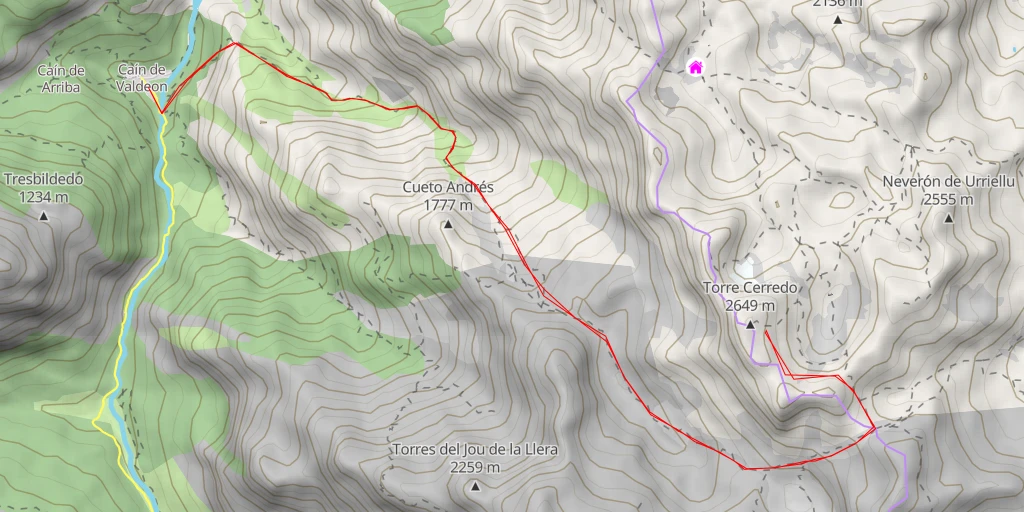 Map of the trail for Torre Cerredo