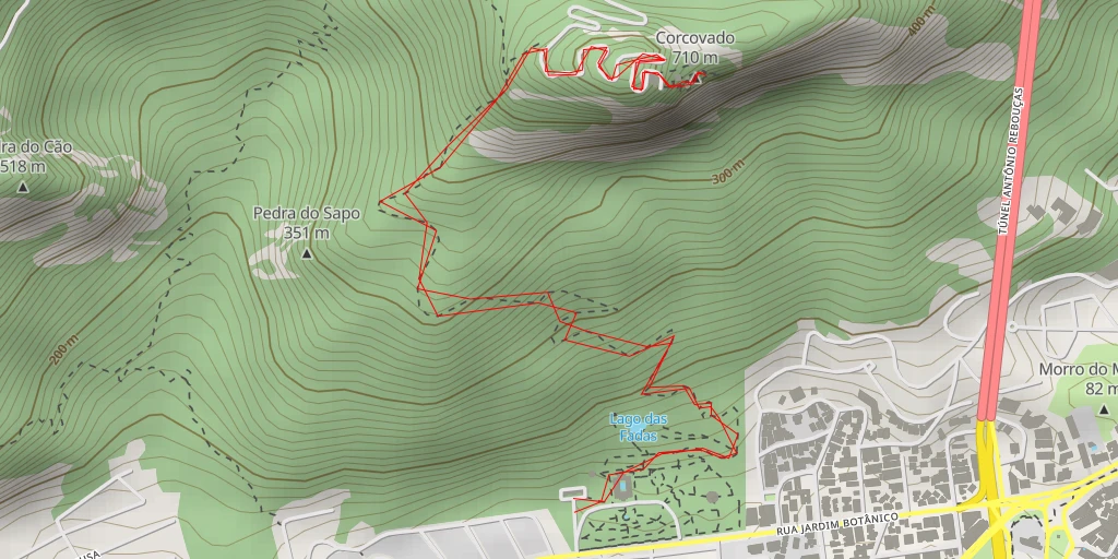 Map of the trail for Cristo del Corcovado - Rio de Janeiro