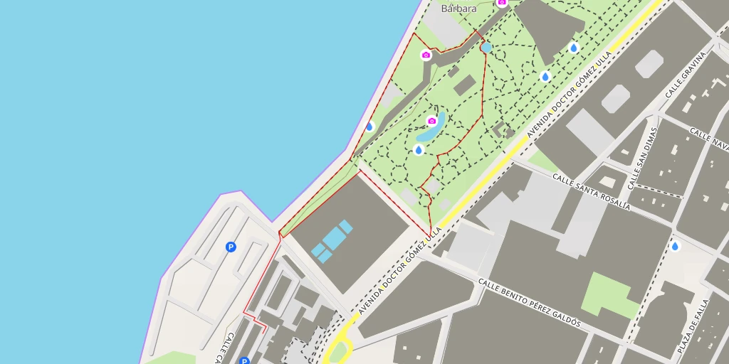 Map of the trail for Parque Genovés - Calle Santa Rosalía - Cádiz