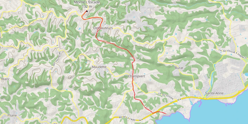 Map of the trail for AI - Morne L'Escade