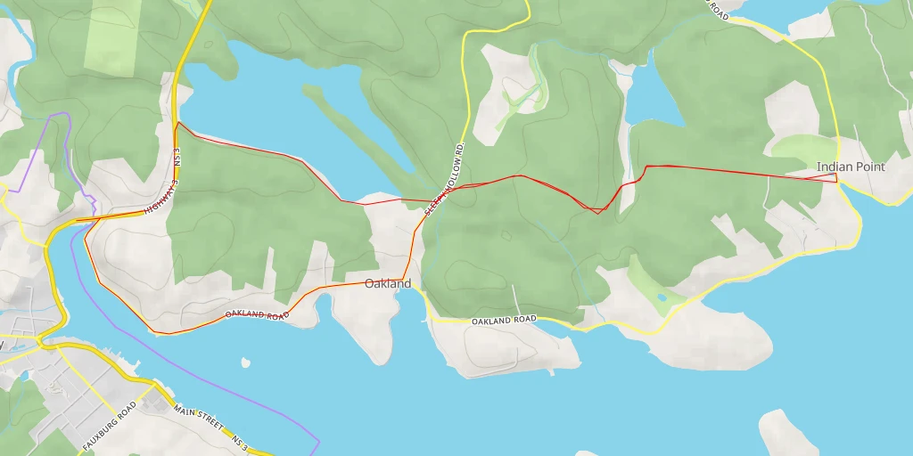 Map of the trail for Oakland Road