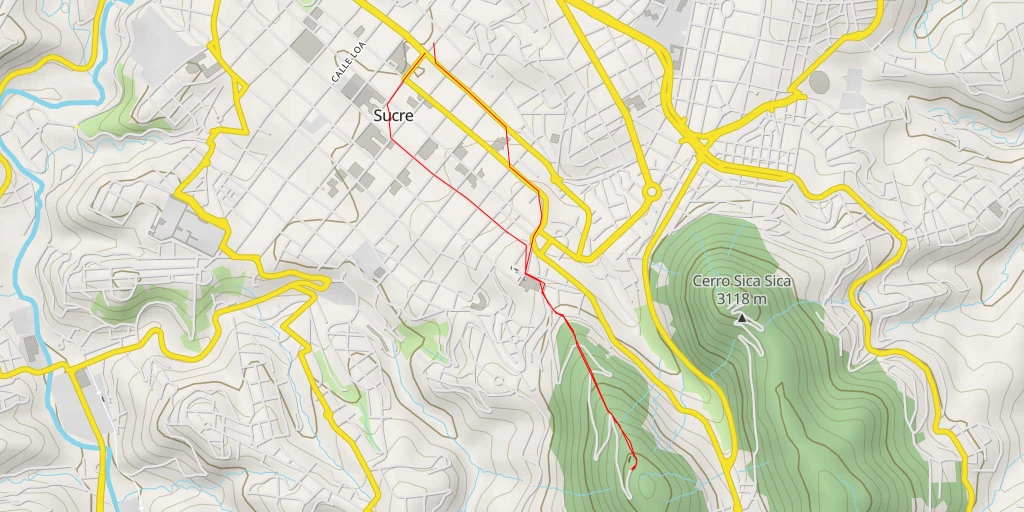 Map of the trail for Mirador Sur Churuquella