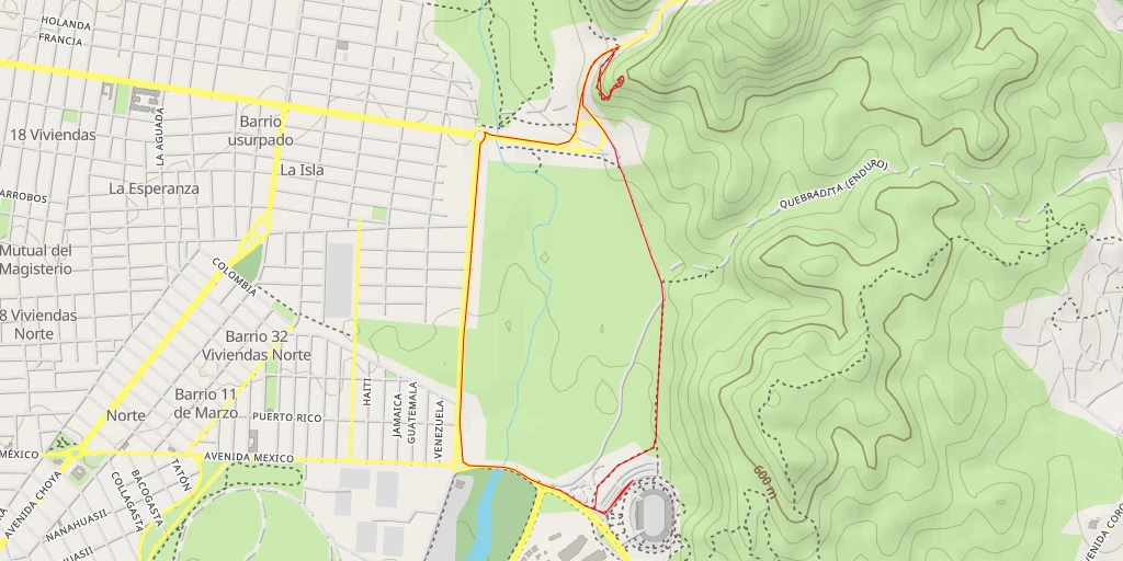 Map of the trail for Mirador de Moreira - Mirador de Moreira - Municipio de San Fernando del Valle de Catamarca