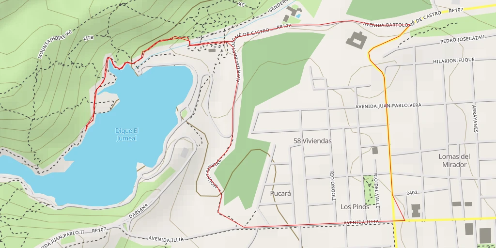 Map of the trail for Dique El Jumeal